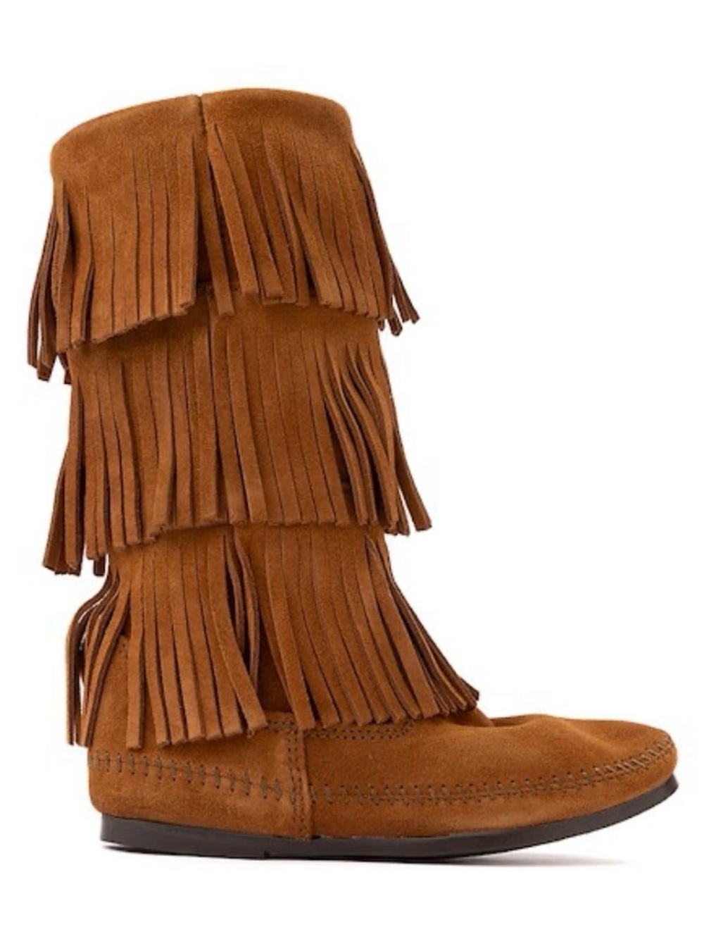 Minnetonka Triple Fringe Suede Boots - size 8